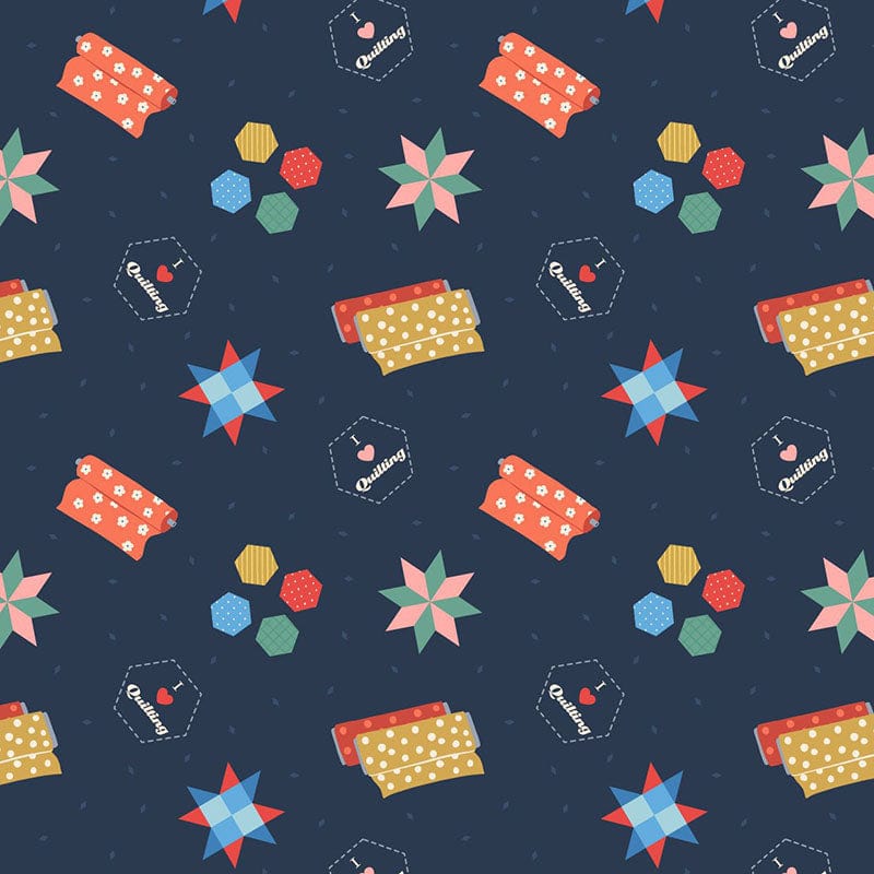 Lewis and Irene Fabric Lewis and Irene Small Things Crafts Quilting Dark Blue  - The Sewing Studio