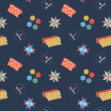 Lewis and Irene Fabric Lewis and Irene Small Things Crafts Quilting Dark Blue  - The Sewing Studio for sale UK - The Sewing Studio