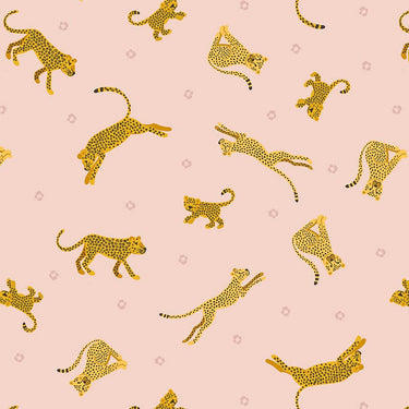 Lewis and Irene Fabric Lewis And Irene Small Things Wild Animals Fabric Leopards And Cheetahs On Pale Pink Sm55.2  - The Sewing Studio for sale UK - The Sewing Studio