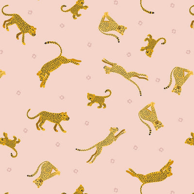 Lewis and Irene Fabric Lewis And Irene Small Things Wild Animals Fabric Leopards And Cheetahs On Pale Pink Sm55.2  - The Sewing Studio