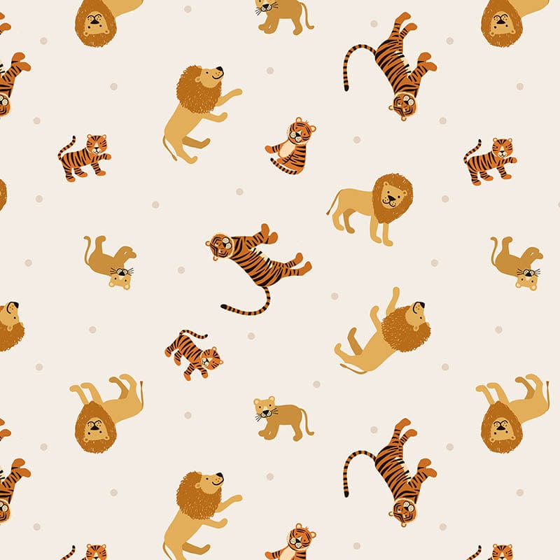 Lewis and Irene Fabric Lewis And Irene Small Things Wild Animals Fabric Lions And Tigers On Cream Sm53.1  - The Sewing Studio