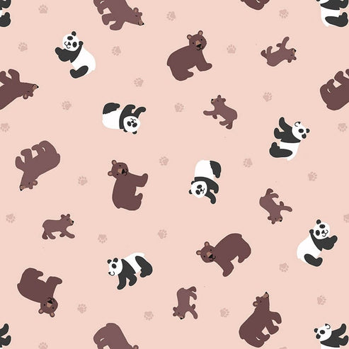 Lewis and Irene Fabric Lewis And Irene Small Things Wild Animals Fabric Pandas And Bears On Pale Plaster Sm54.2  - The Sewing Studio