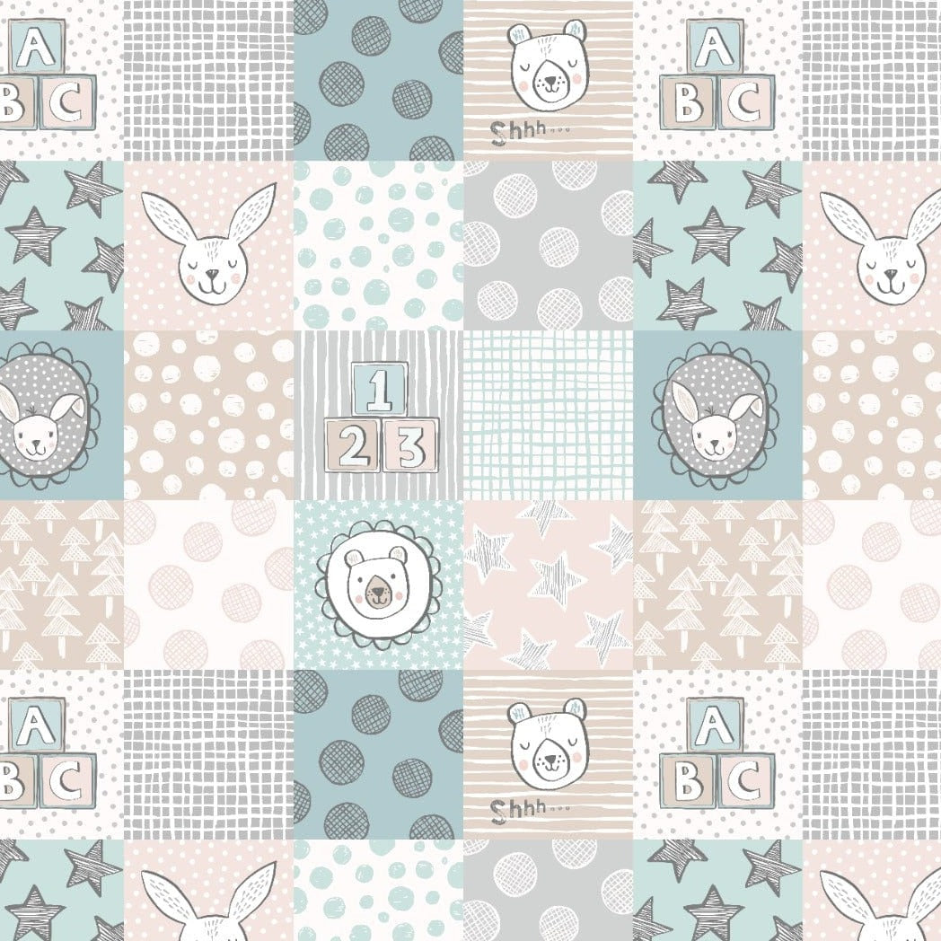 Lewis and Irene Fabric Panels & Labels Lewis and Irene Bella Bunny And Bear Squares A647.2  - The Sewing Studio