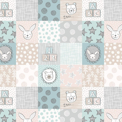 Lewis and Irene Fabric Panels & Labels Lewis and Irene Bella Bunny And Bear Squares A647.2  - The Sewing Studio