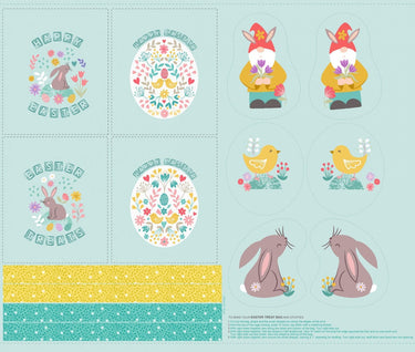 Lewis and Irene Fabric Panels & Labels Lewis And Irene Springs Treats Easter Bag and Cut Outs Panel A587  - The Sewing Studio for sale UK - The Sewing Studio