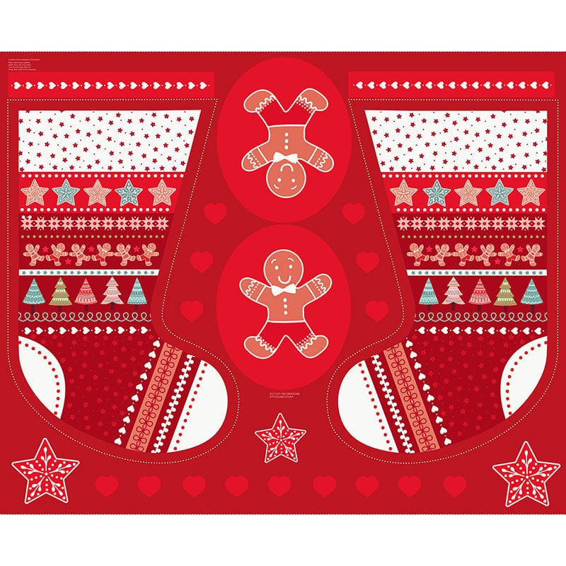 Lewis and Irene Fabric Panels & Labels Lewis & Irene Gingerbread Season Stocking Panel C83  - The Sewing Studio