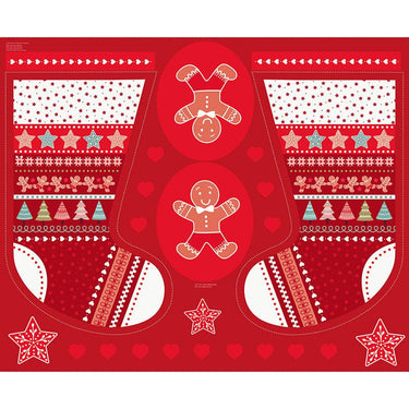 Lewis and Irene Fabric Panels & Labels Lewis & Irene Gingerbread Season Stocking Panel C83  - The Sewing Studio for sale UK - The Sewing Studio