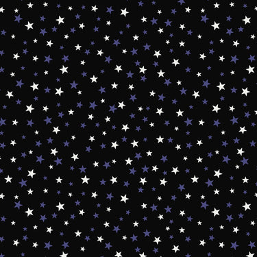 Lewis And Irene Haunted House Fabric Glow In The Dark Stars On Black A600-3