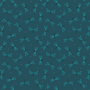 Lewis And Irene On The Lake Fabric Dragonfly On Dark Teal A626-3