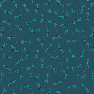 Lewis And Irene On The Lake Fabric Dragonfly On Dark Teal A626-3