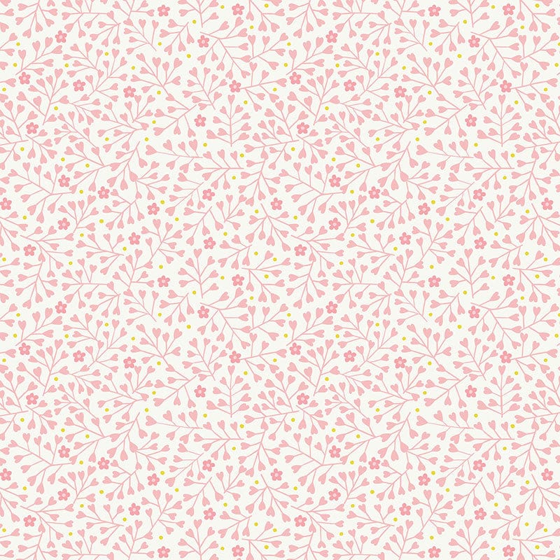 Lewis And Irene Spring Treats Fabric Mini Heart Floral Pink On Cream A589-1
