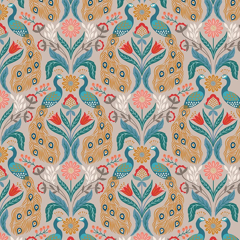 Lewis And Irene Wintertide Peacock On Linen Copper Metallic A582-2