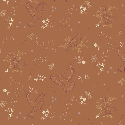 Lewis And Irene Meadowside Fabric Small Seeds Rusty Orange Cc10.3