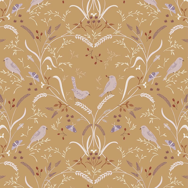 Lewis And Irene Meadowside Fabric Bird By Bird On Mustard Cc6.2