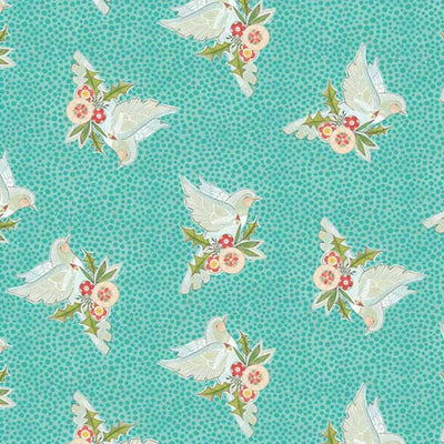 Love Santa Fabric Christmas Dove Blue PWCD031