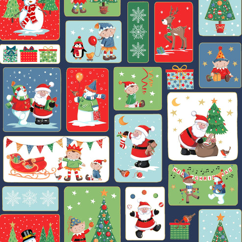 Makower Fabric Makower Christmas Fabric Santa Blocks 2583 1  - The Sewing Studio