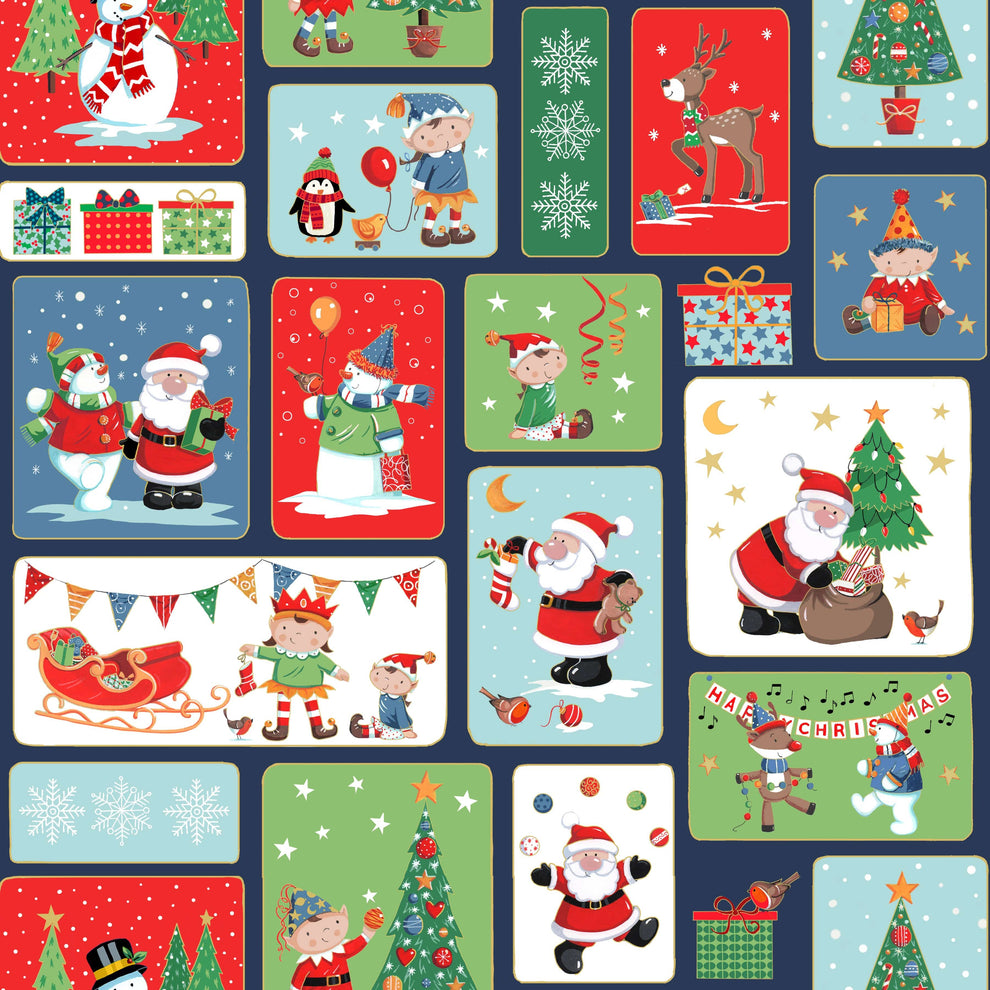 Makower Fabric Makower Christmas Fabric Santa Blocks 2583 1  - The Sewing Studio