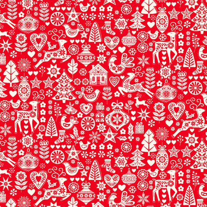 Makower Fabric Makower Christmas Fabric Scandi 2023 Icons Red 2575R  - The Sewing Studio