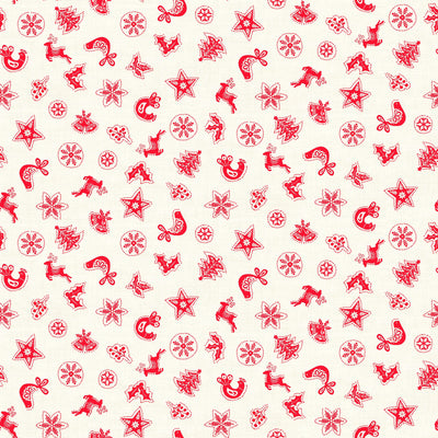 Makower Christmas Fabric Scandi 2023 Scatter Red 2578R