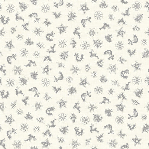 Makower Fabric Makower Christmas Fabric Scandi 2023 Scatter Silver 2578S  - The Sewing Studio