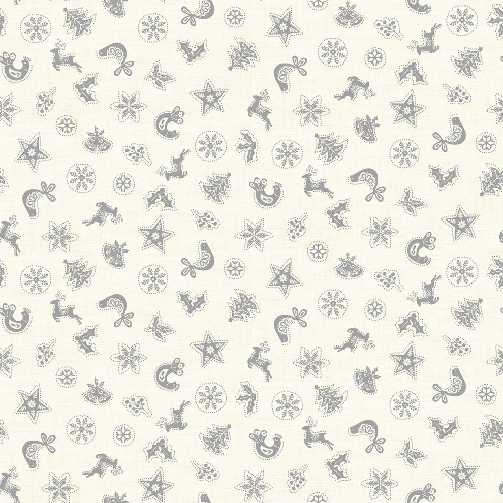 Makower Fabric Makower Christmas Fabric Scandi 2023 Scatter Silver 2578S  - The Sewing Studio