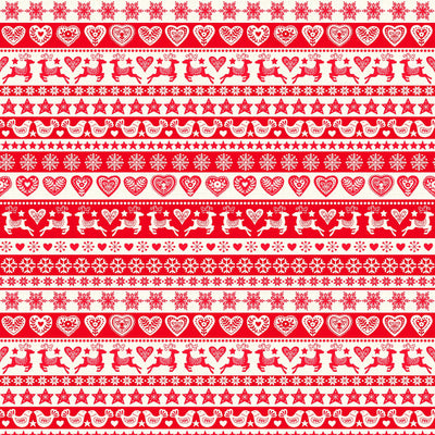 Makower Christmas Fabric Scandi 2023 Stripe Red 2580R