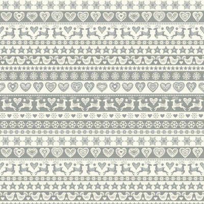 Makower Christmas Fabric Scandi 2023 Stripe Silver 2580S