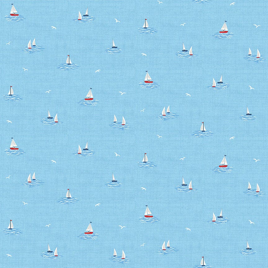 Makower Fabric Makower Fabric Nautical Little Boats 2500 B3