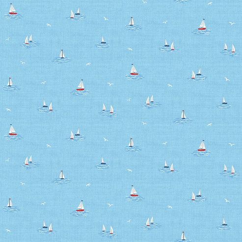 Makower Fabric Makower Fabric Nautical Little Boats 2500 B3