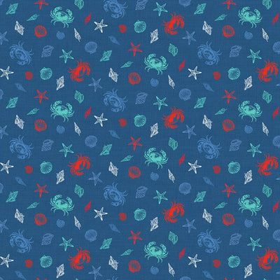 Makower Fabric Nautical Shells 2498 B