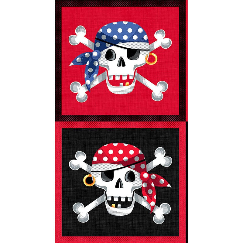 Makower Fabric Panels & Labels Makower Pirates Skull & Crossbones Fabric Panel 24x44 Inch  - The Sewing Studio