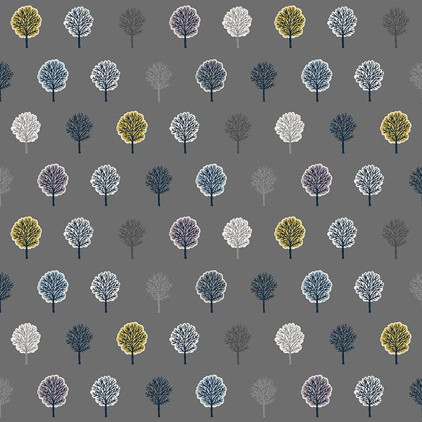 Makower Heather and Sage Fabric Trees Grey