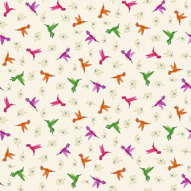 Makower Fabric Jewel Tones 2426 Q Hummingbird