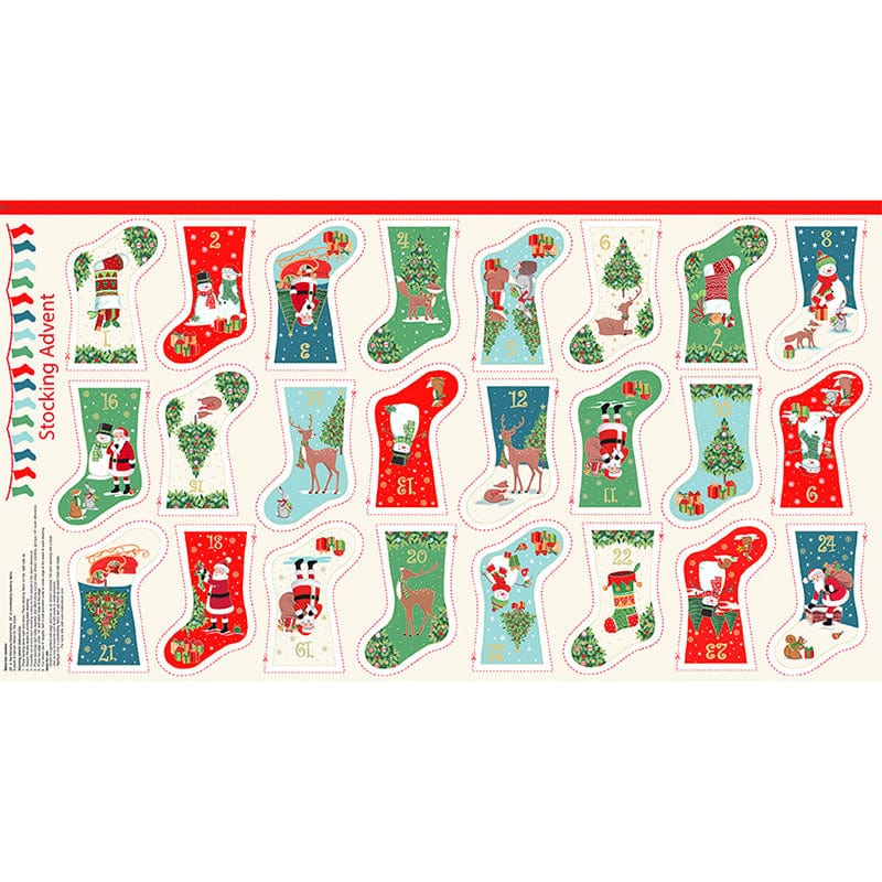 Makower Merry Christmas Santa Mini Stocking Advent Panel 24X44 Inch