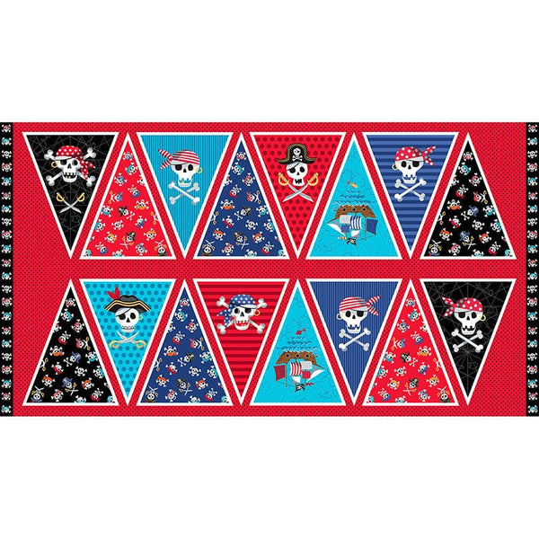 Makower Pirates Bunting Fabric Panel 24x44 Inch