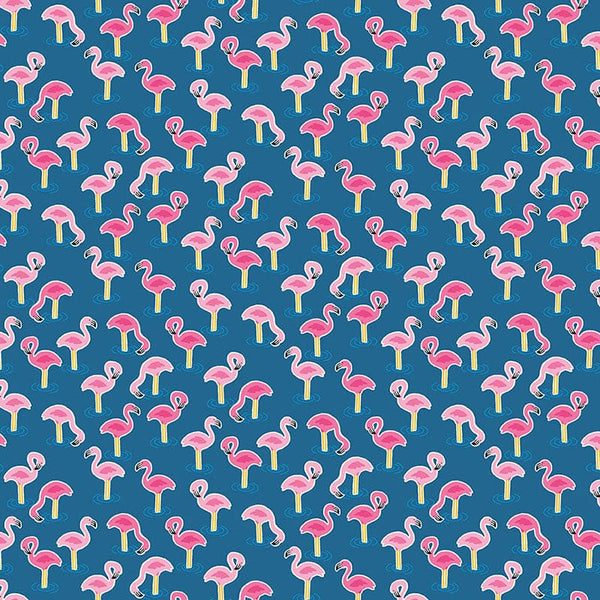 Makower Fabric Pool Party 2440 B Flamingos