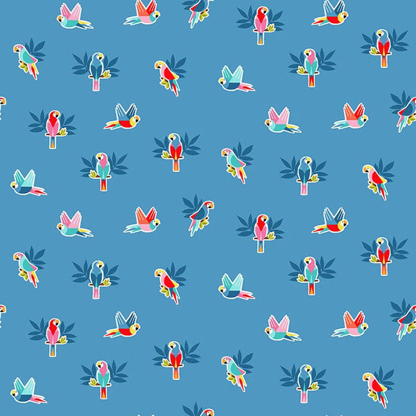 Makower Fabric Pool Party 2443 B Parrots