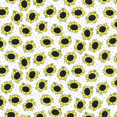 Makower Sunflowers & Honey Sunflower Heads White 2/9986L
