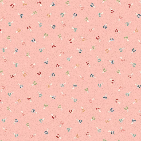 Makower Sewing Room Scissors Pink Fabric 2506/P