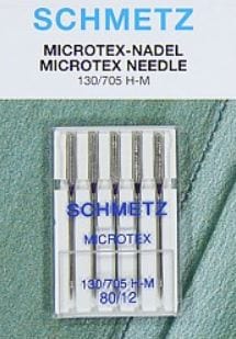 Schmetz Sewing Machine Needles Microtex Size 80/12 Pack of 5