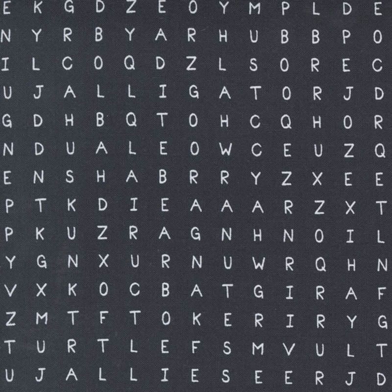 Moda Abc Xyz Fabric Word Search Black 20818-20