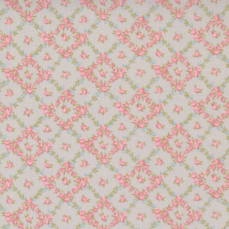 Moda Cottage Linen Closet Fabric Lattice Pebble 18732-16