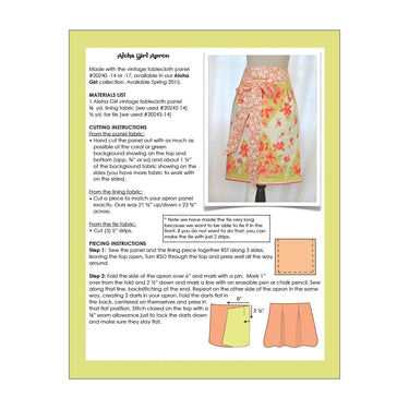 Moda Download Free Pattern: Aloha Girl Apron  - The Sewing Studio for sale UK - The Sewing Studio