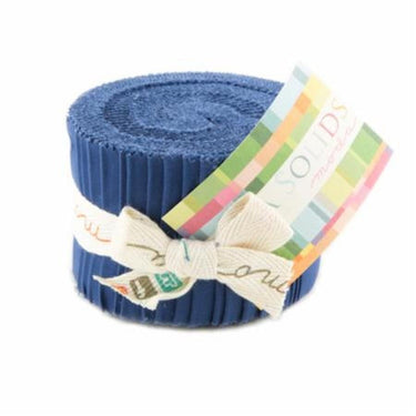 Moda Fabric Junior Jelly Roll Bella Solid Admiral Blue