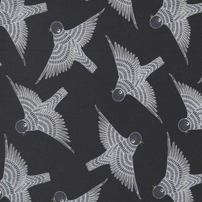 Moda Fabric Moda Birdsong Fabric Birds In Flight Raven 48353-17  - The Sewing Studio