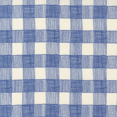 Moda Birdsong Fabric Hand Drawn Plaid Bluebird 48356-15