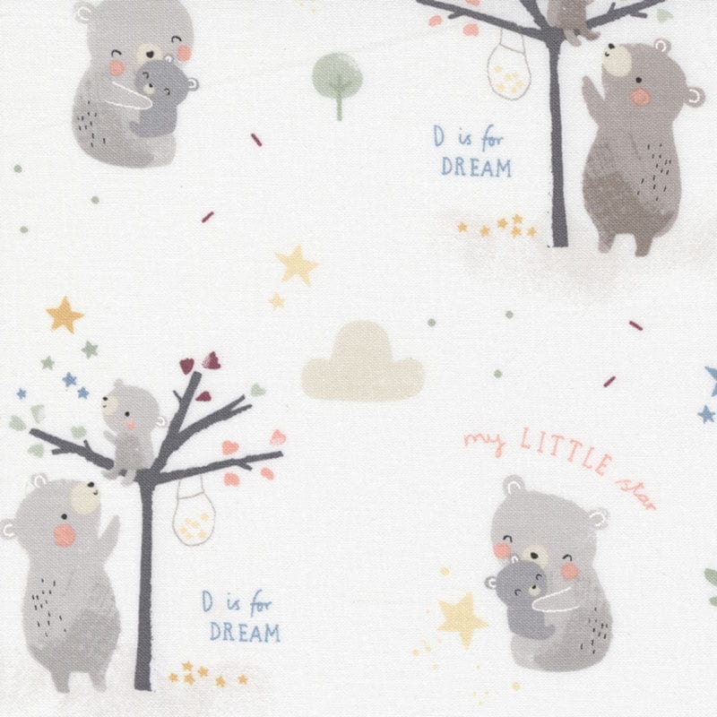 Moda Fabric Moda D Is For Dream Baby Bears White 25120-11  - The Sewing Studio