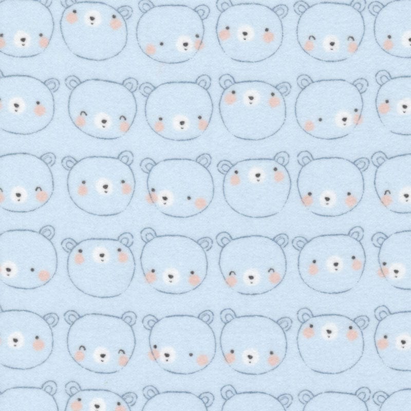 Moda Fabric Moda D Is For Dream Flannel Bear Face Blue 25122-14F  - The Sewing Studio