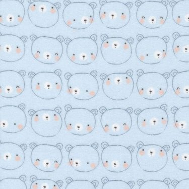 Moda Fabric Moda D Is For Dream Flannel Bear Face Blue 25122-14F  - The Sewing Studio for sale UK - The Sewing Studio