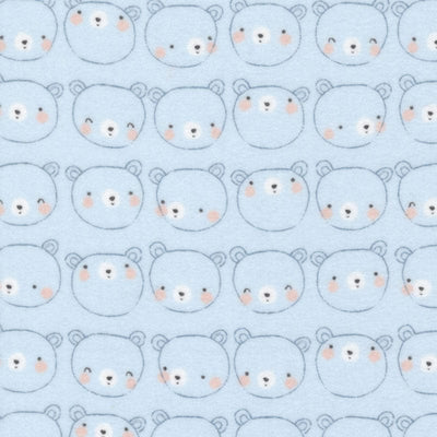 Moda Fabric Moda D Is For Dream Flannel Bear Face Blue 25122-14F  - The Sewing Studio